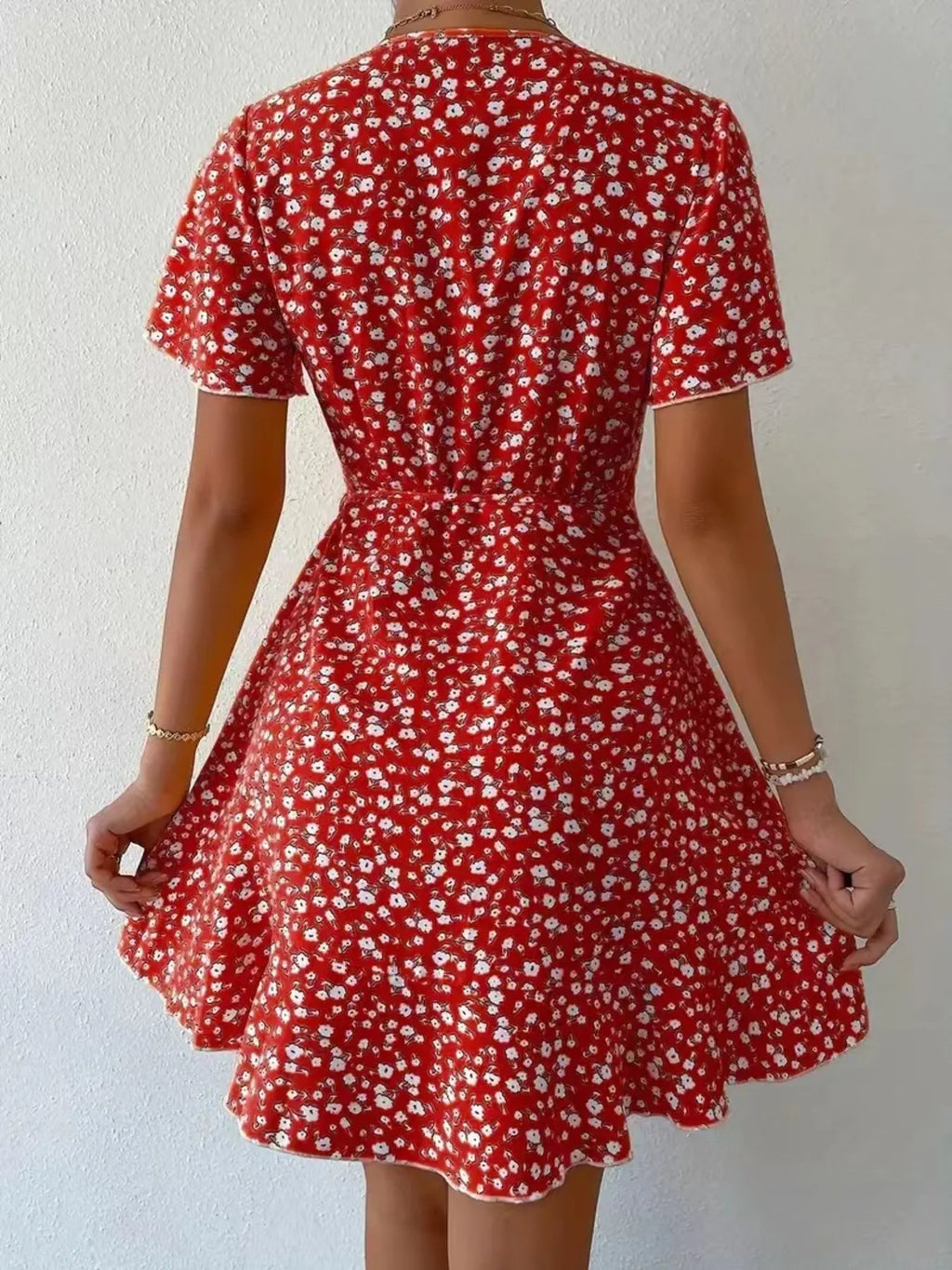 Floral Flutter Sleeve Wrap Mini Dress (8)