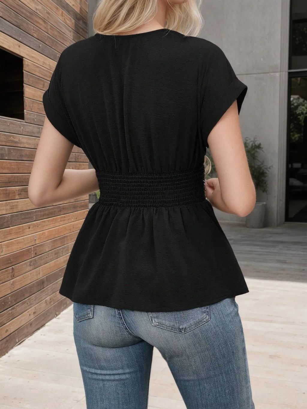 Surplice Short Sleeve Blouse (9)