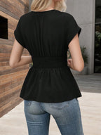 Surplice Short Sleeve Blouse (9)