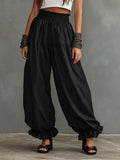 Full Size Smocked Ruffle Hem Wide Leg Pants Plus