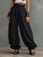 Full Size Smocked Ruffle Hem Wide Leg Pants Plus