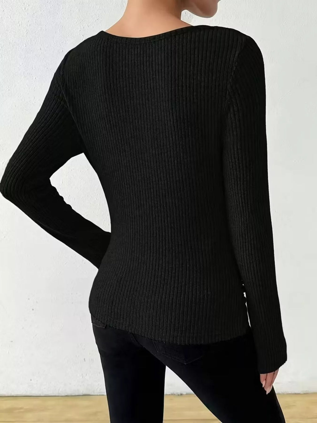 Cowl Neck Ribbed Long Sleeve Sweater (8)