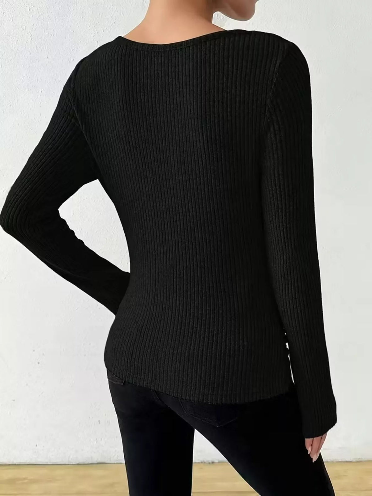 Cowl Neck Ribbed Long Sleeve Sweater (8)
