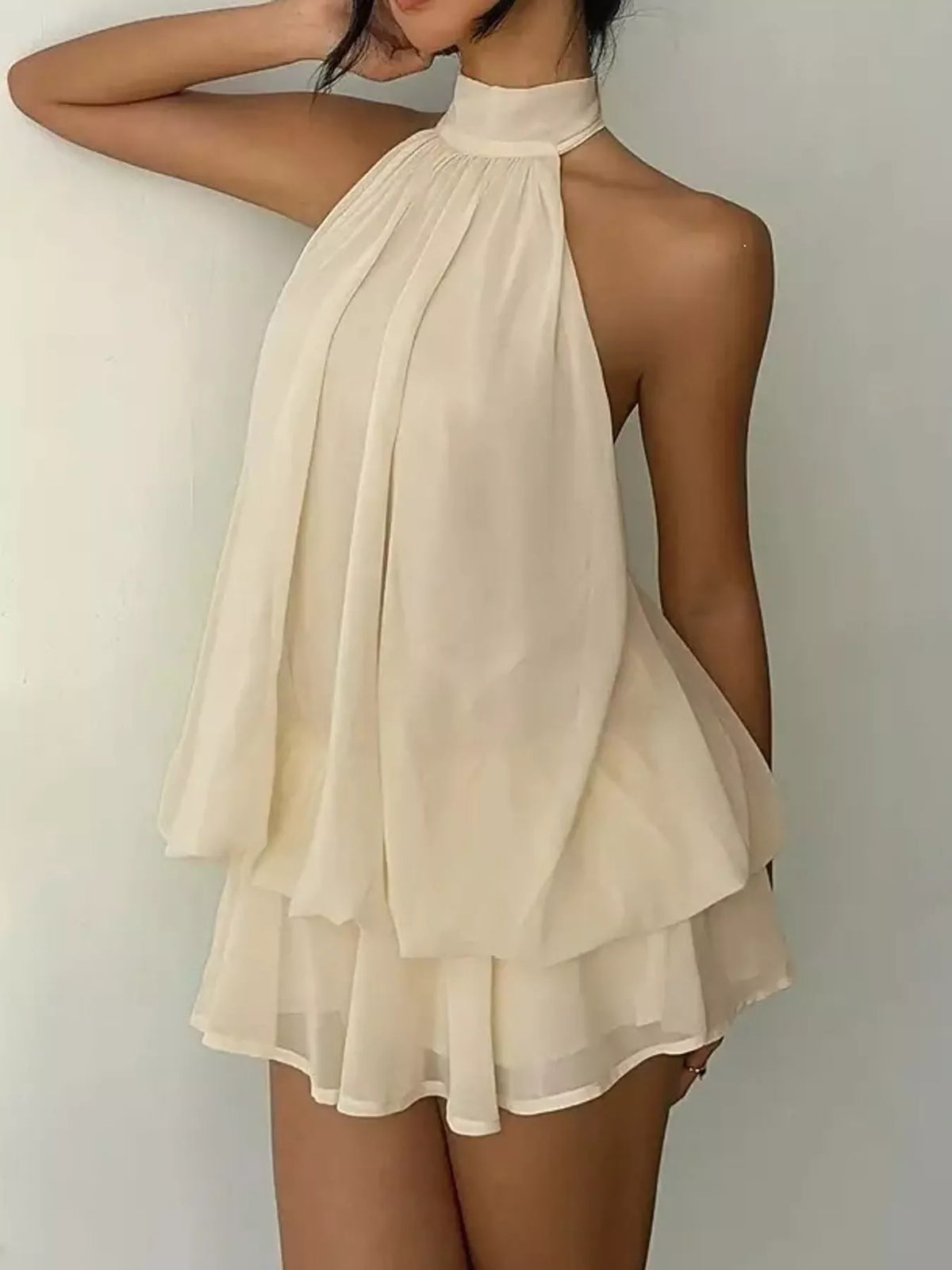 Halter Neck Chiffon Mini Dress (12)