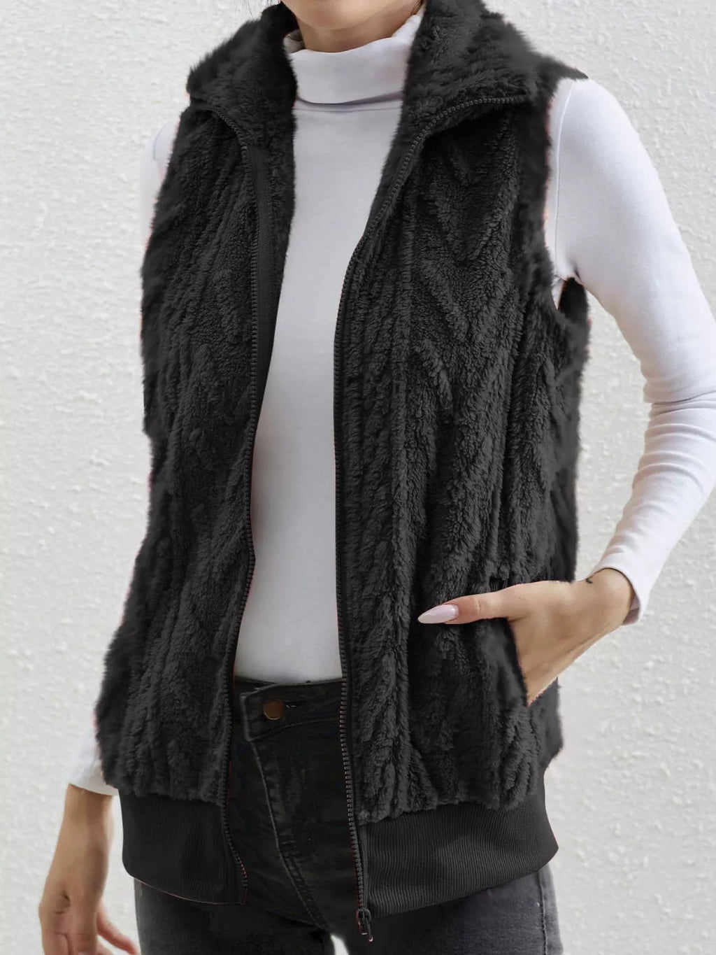 Full Size Cozy Faux Fur Zip-up Vest Coat Plus (12)