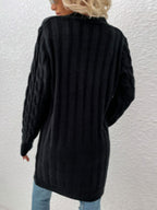 Cable-knit Button Down Cardigan Pockets (6)