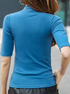 Full Size Mock Neck Half Sleeve T-shirt Plus (16)