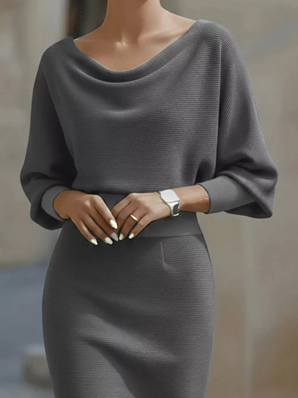 Cowl Neck Bodycon Midi Dress (4)