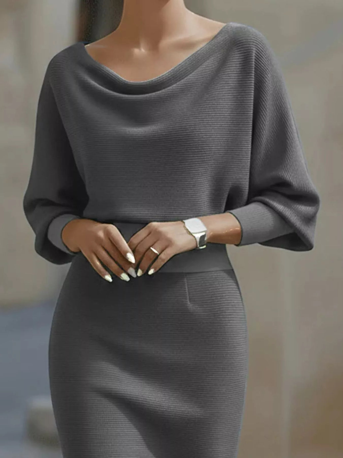 Cowl Neck Bodycon Midi Dress (4)