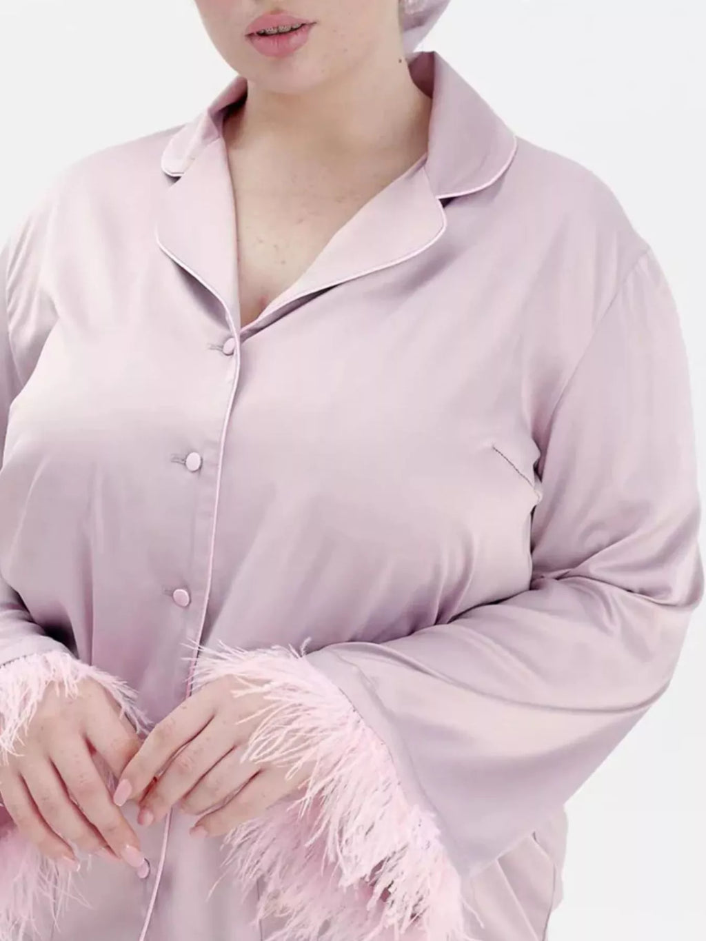 Silky Button Up Top Pants Lounge Set (5)
