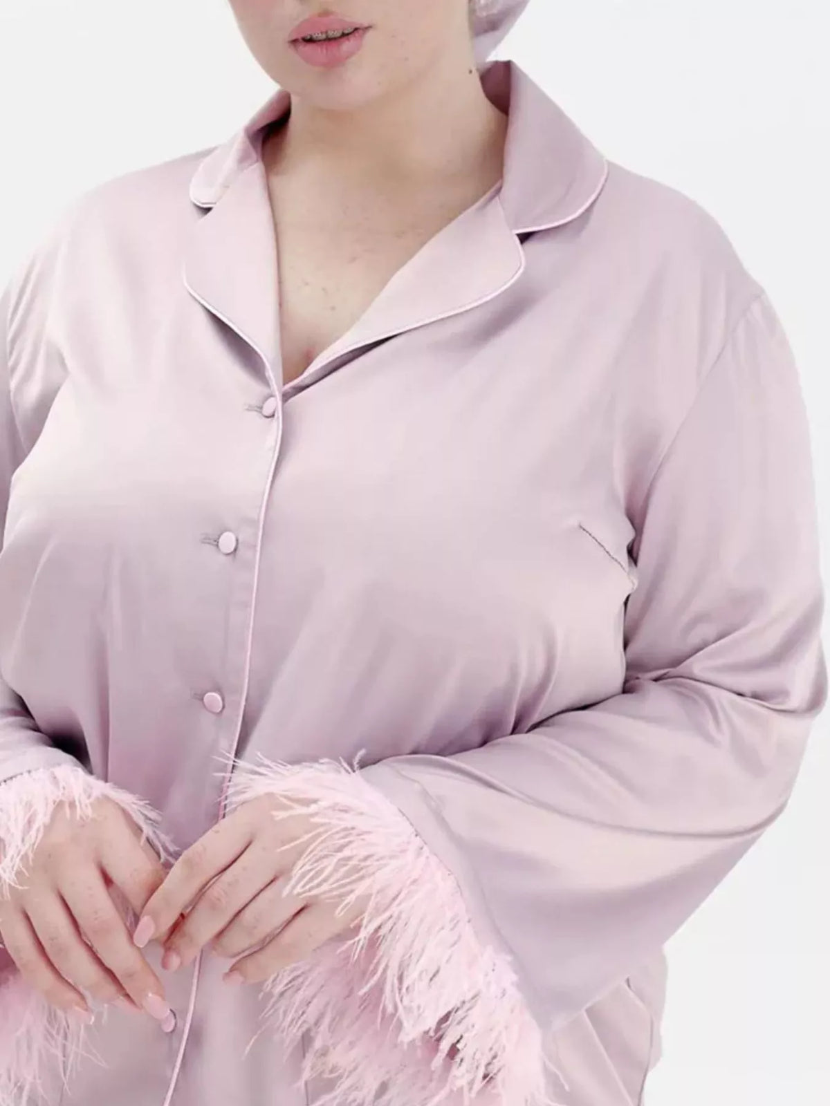 Silky Button Up Top Pants Lounge Set (5)