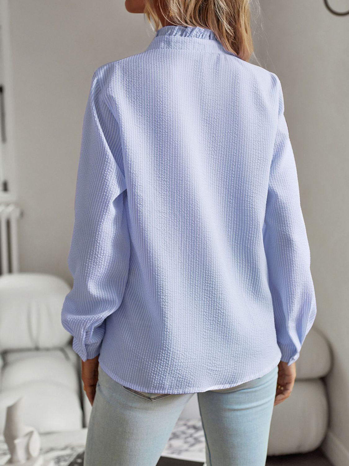 Ruffle Trim Long Sleeve Shirt (6)