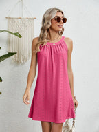 Eyelet Round Neck Sleeveless Dress (3)