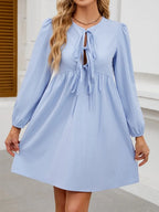 Tie Front Long Sleeve Mini Dress (4)