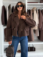 Double-breasted Cropped Outerwear (10)