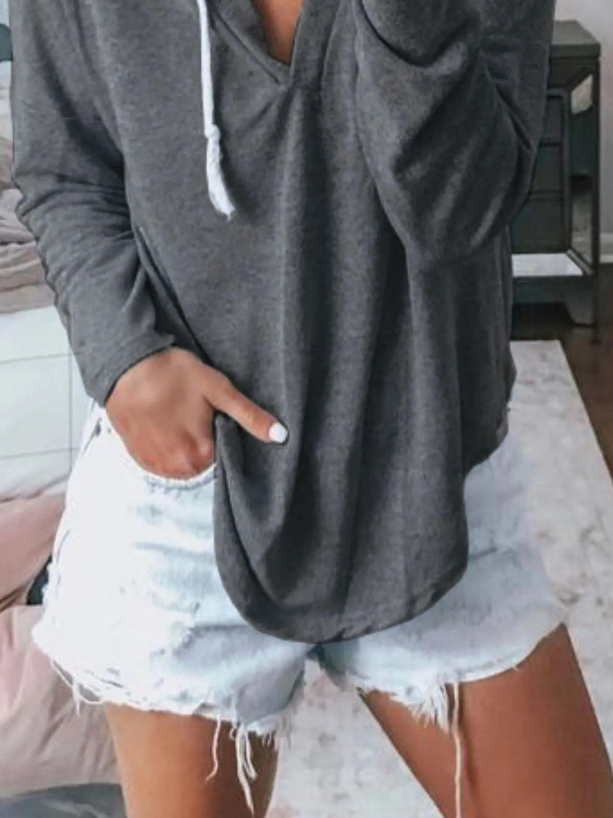Full Size Drawstring Long Sleeve Hoodie Plus (18)
