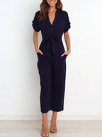 Notched Short Sleeve Tie Waist Jumpsuit (6)