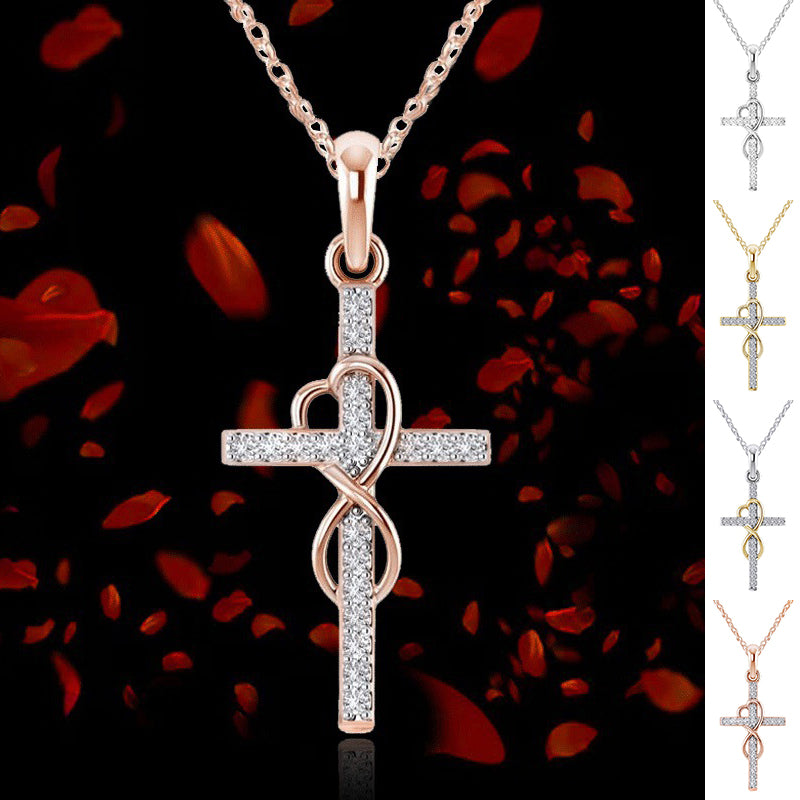 Alloy Pendant Diamond Eight-character Cross Necklace (29)
