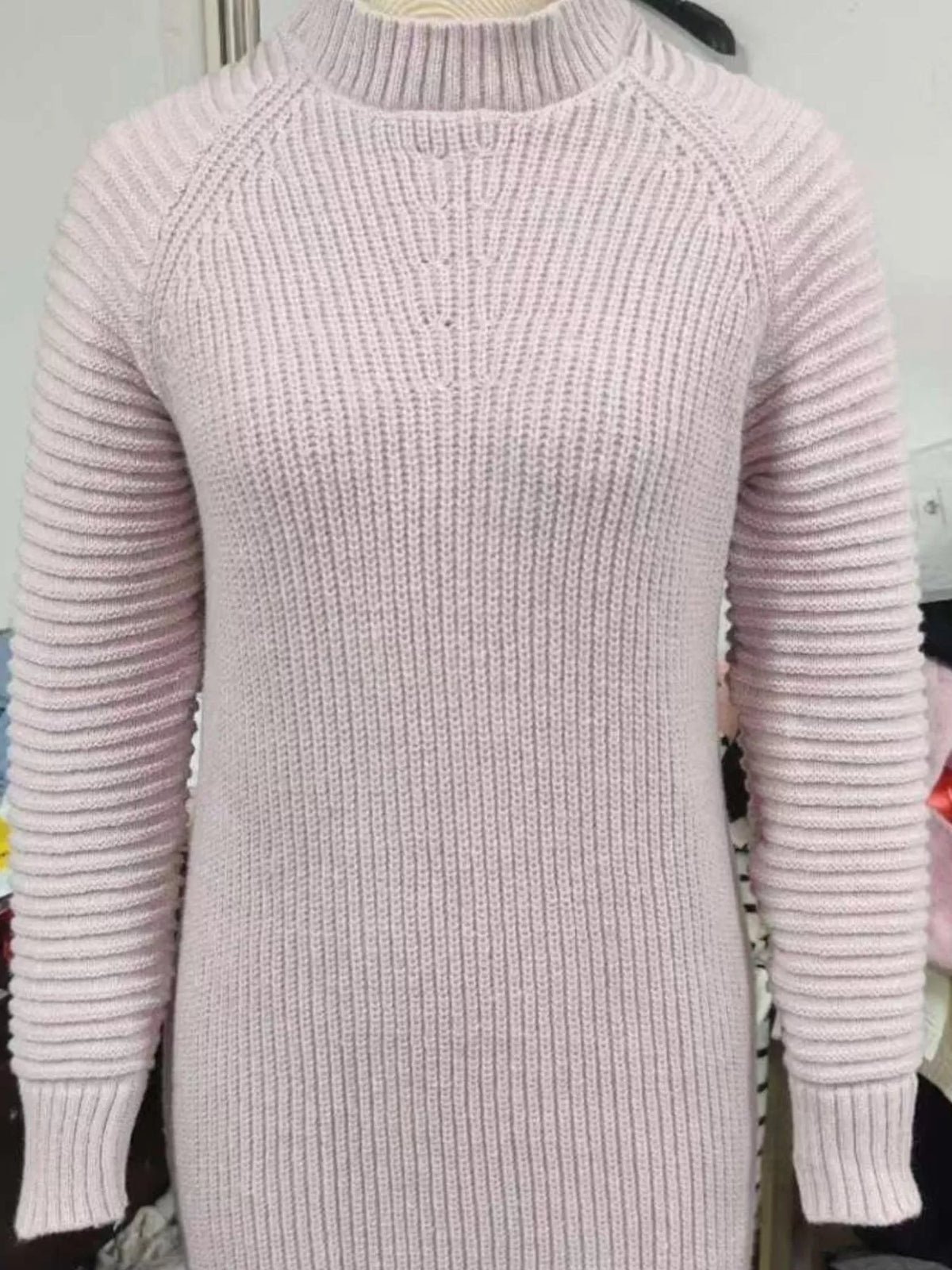 Full Size Turtleneck Raglan Sleeve Sweater Dress Plus (3)