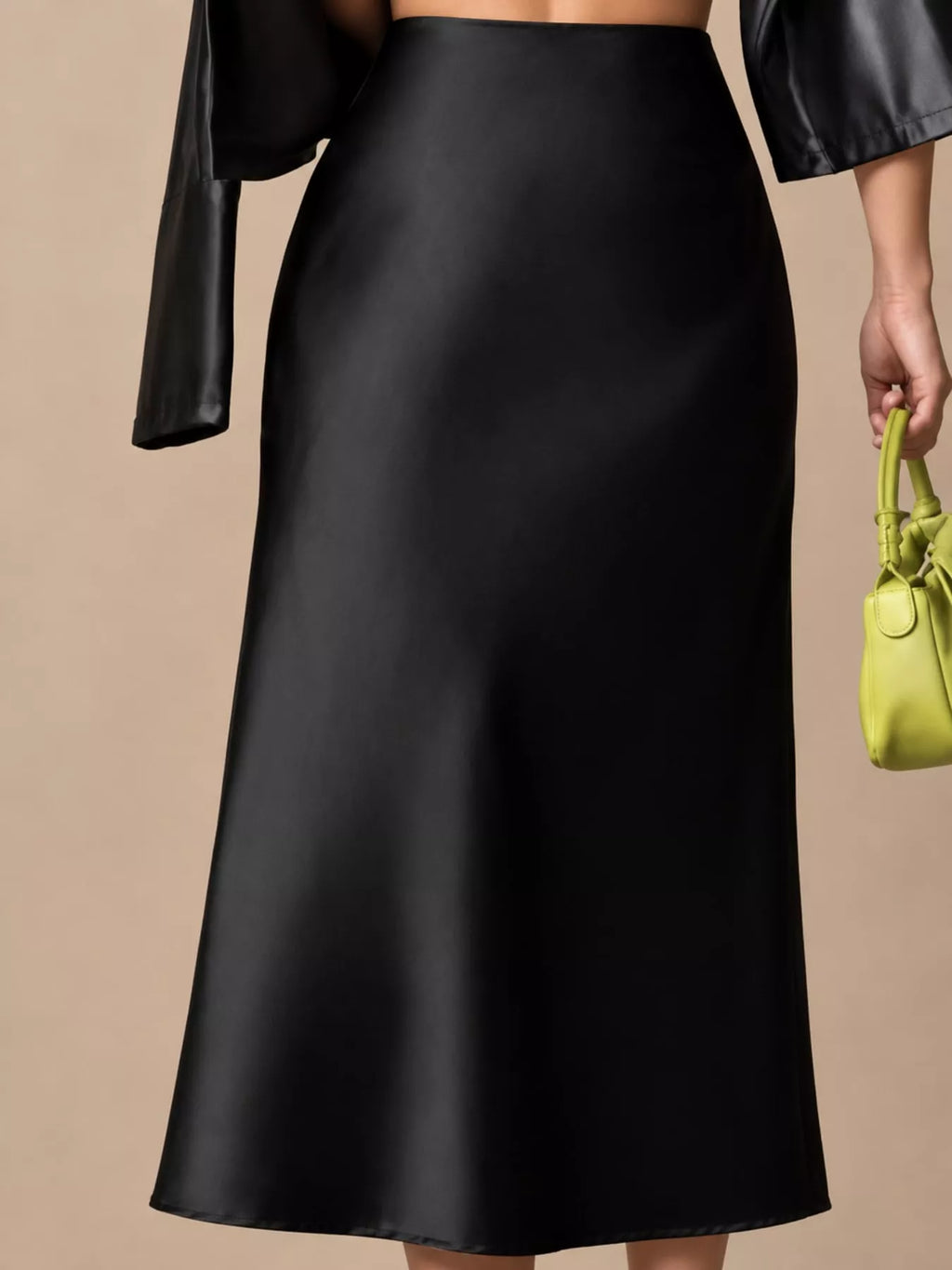 High-waisted Satin Midi Skirt (3)