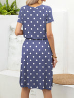 Round Neck Short Sleeve Slit Dress Pockets (21)