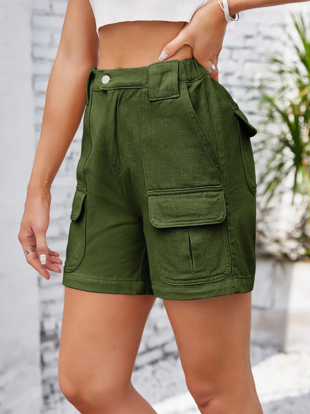 High Waist Washed Denim Shorts (13)