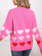 Valentine's Day Heart Pattern Crew Neck Sweater (12)