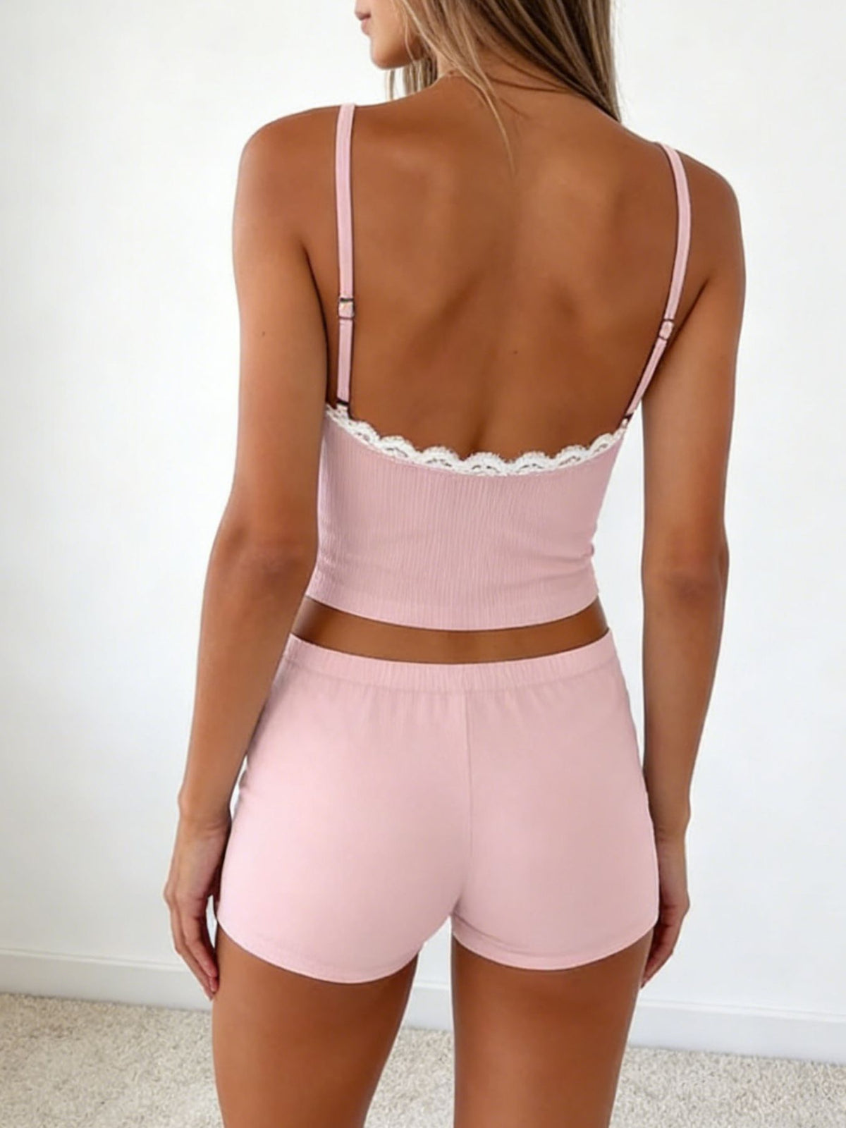 Contrast Trim Cami Shorts Set (10)