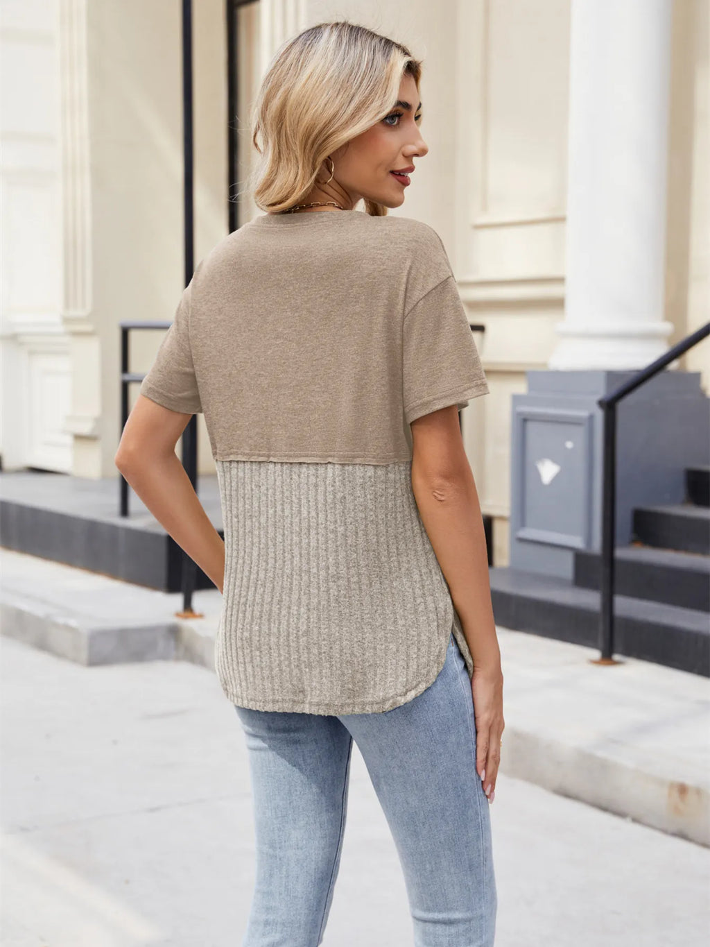 Two-tone Short Sleeve Top (12)