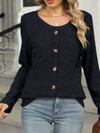 Ribbed Round Neck Long Sleeve Top (26)