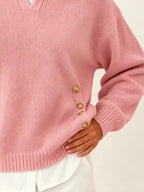 Chic Collared Decor-button Sweater (6)