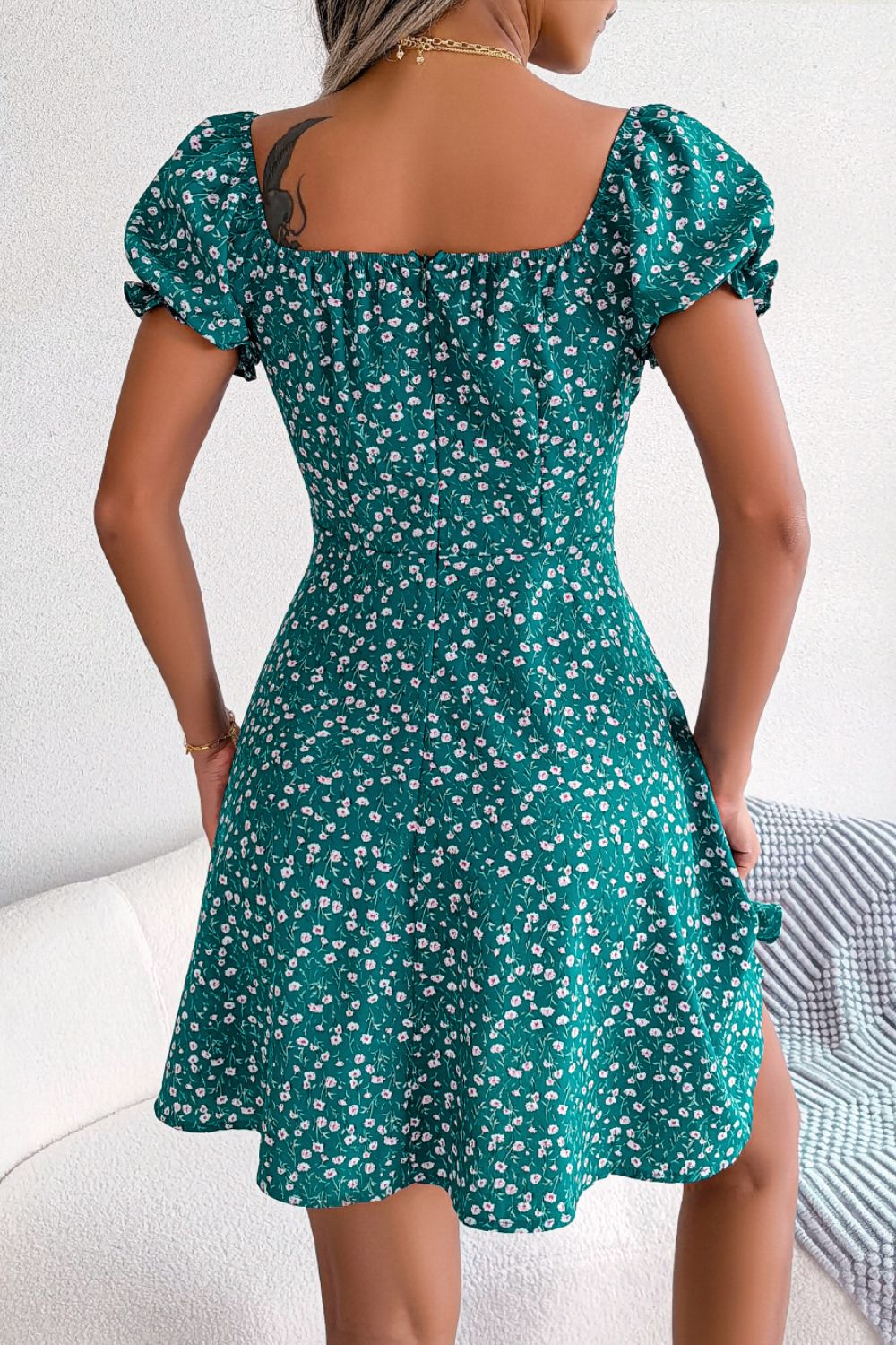 Ditsy Floral Drawstring A-line Dress (8)