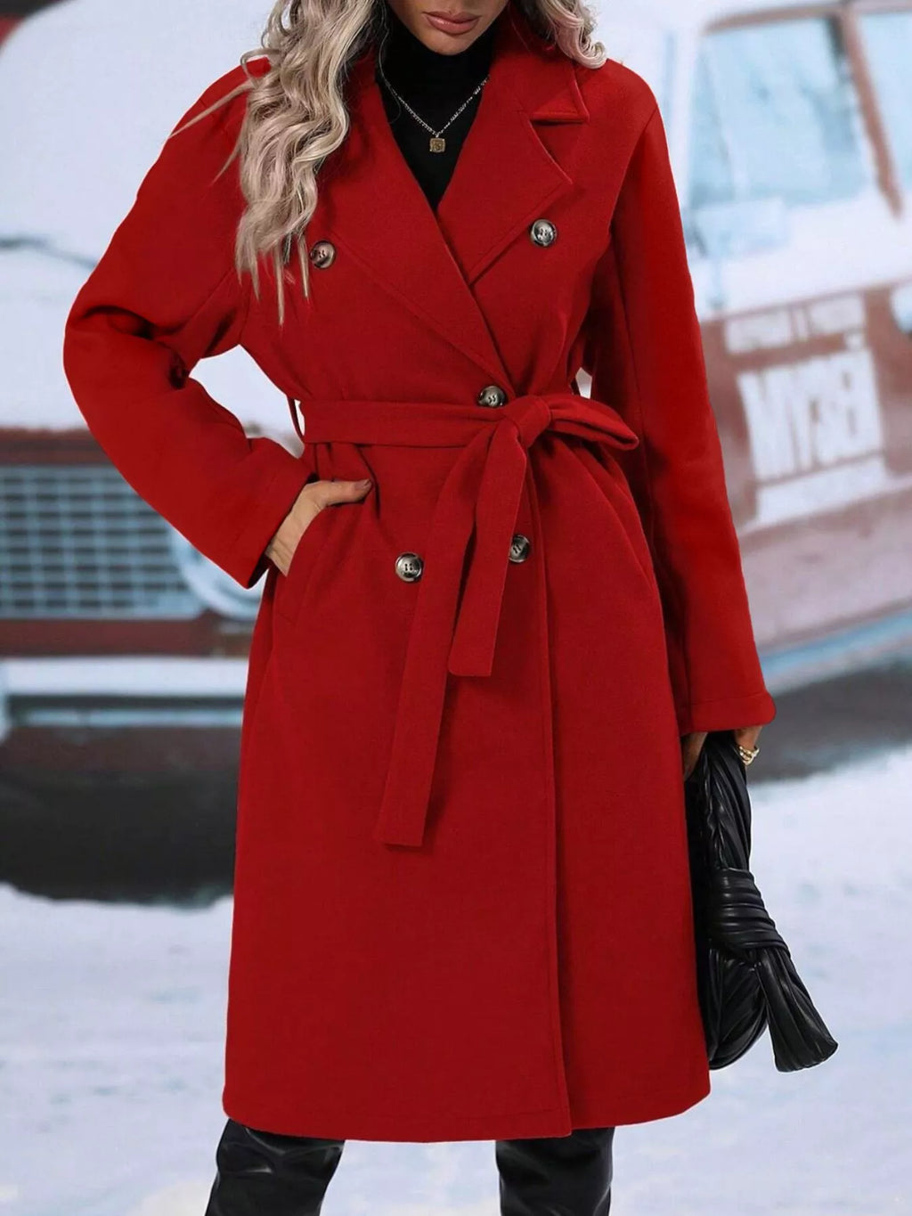 Double-breasted Tie Waist Coat (19)
