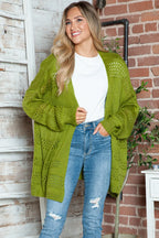 Openwork Open Front Long Sleeve Cardigan (2)