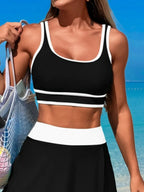 Scoop Neck Top Skort Swim Set (18)