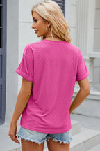 Eyelet Notched Short Sleeve T-shirt (24)