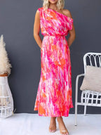 One Shoulder Printed Dress Slit (13)