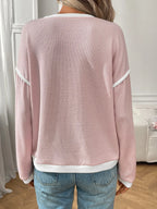 Ribbed Contrast Trim Long Sleeve Top (6)
