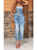Full Size Button Front Denim Overalls Pockets Plus (9)