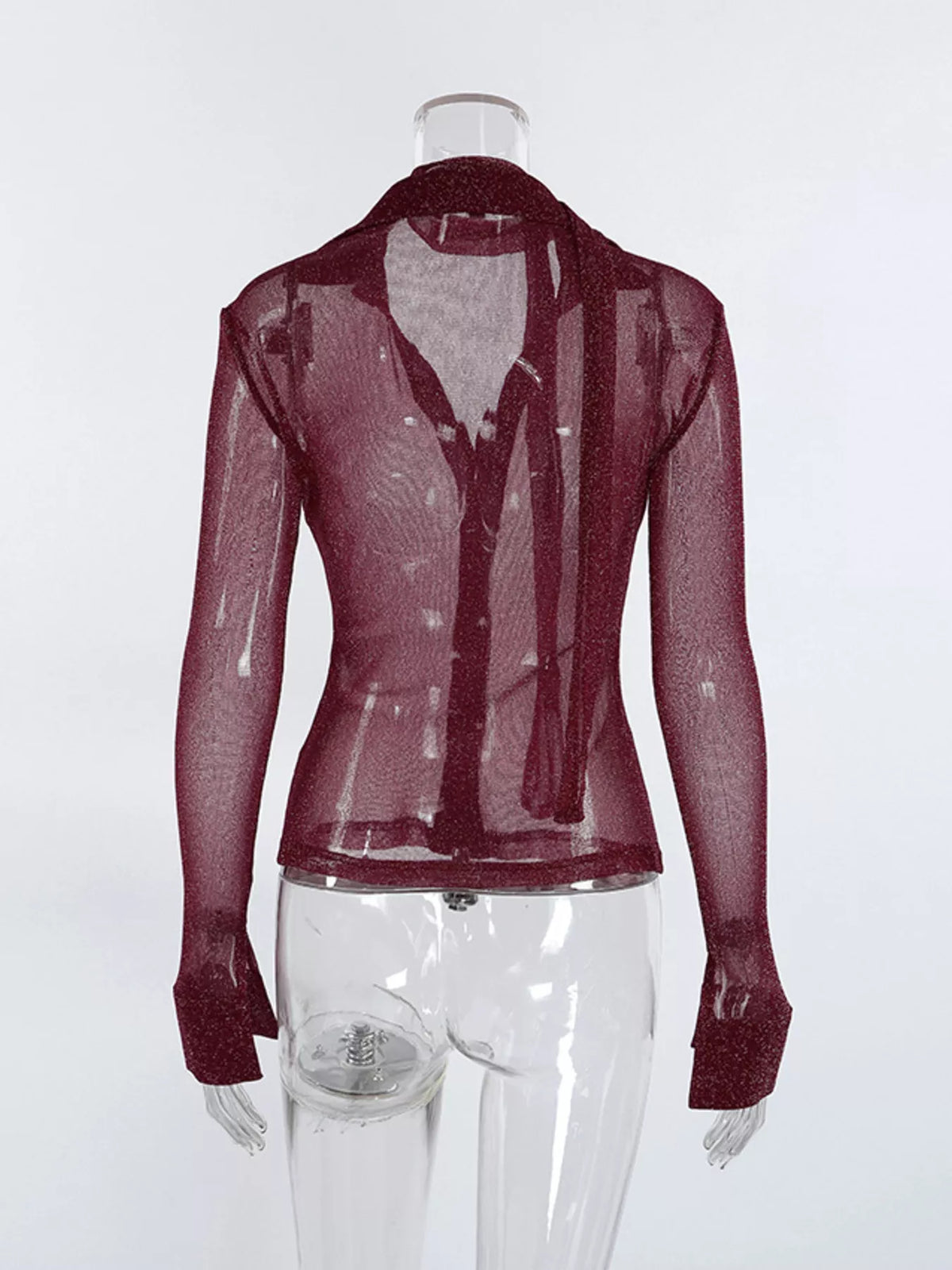 Button Down Long Sleeve Shirt Scarf (8)