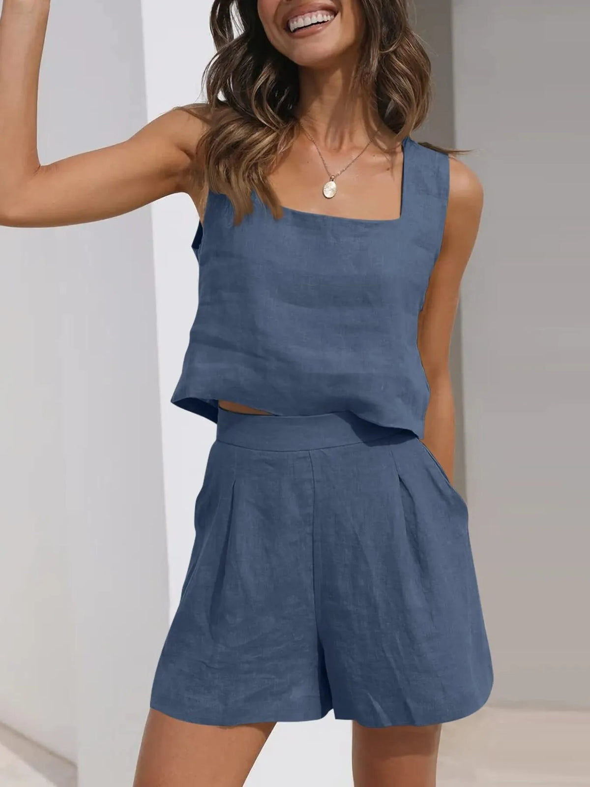 Square Neck Tank Shorts Set (5)
