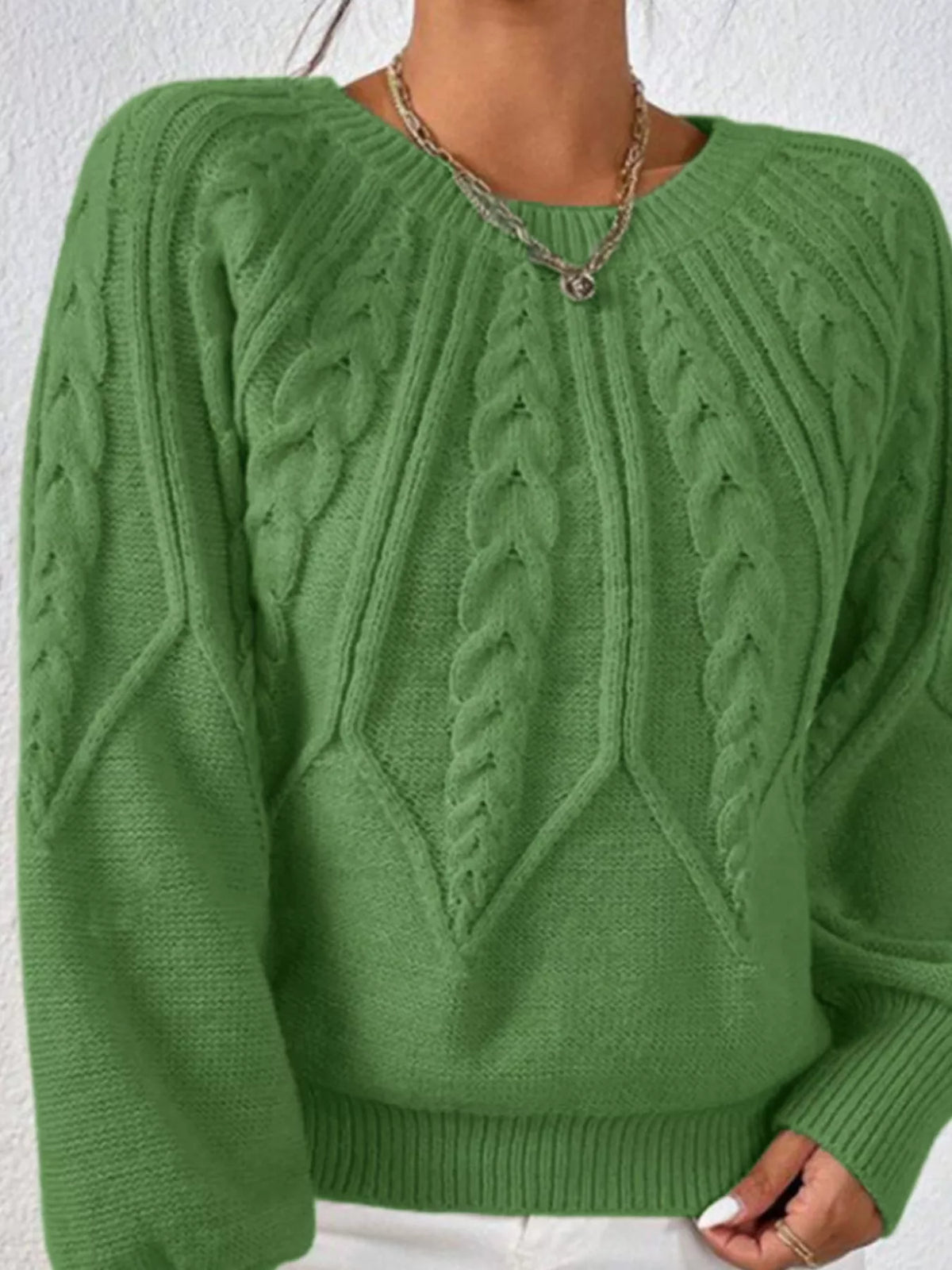 Cable Knit Long Sleeve Sweater (29)
