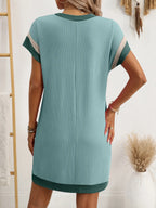 Round Neck Short Sleeve Mini Dress (3)