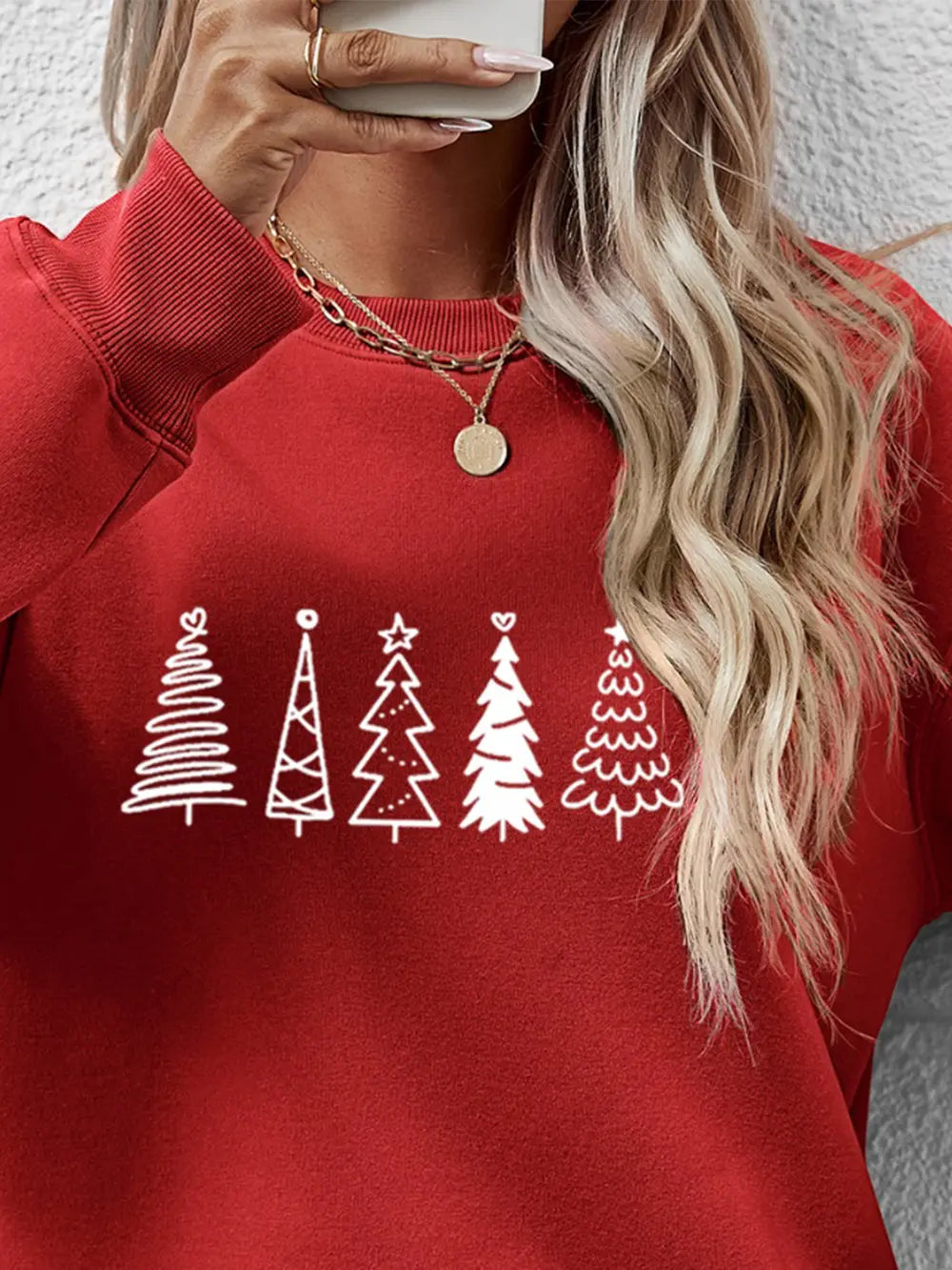 Christmas Tree Graphic Drop Shoulder Sweatshirt (8)