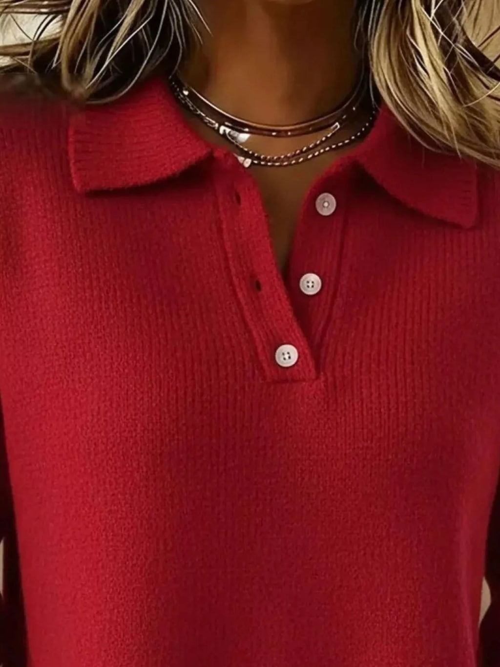 Full Size Button Detail Drop Shoulder Sweater Plus (8)