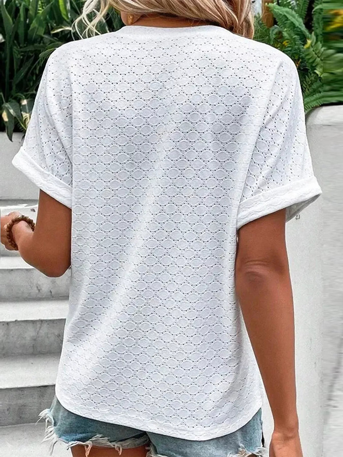 Notched Short Sleeve Top (2)