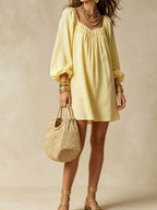 Flowy Balloon Sleeve Mini Dress (4)
