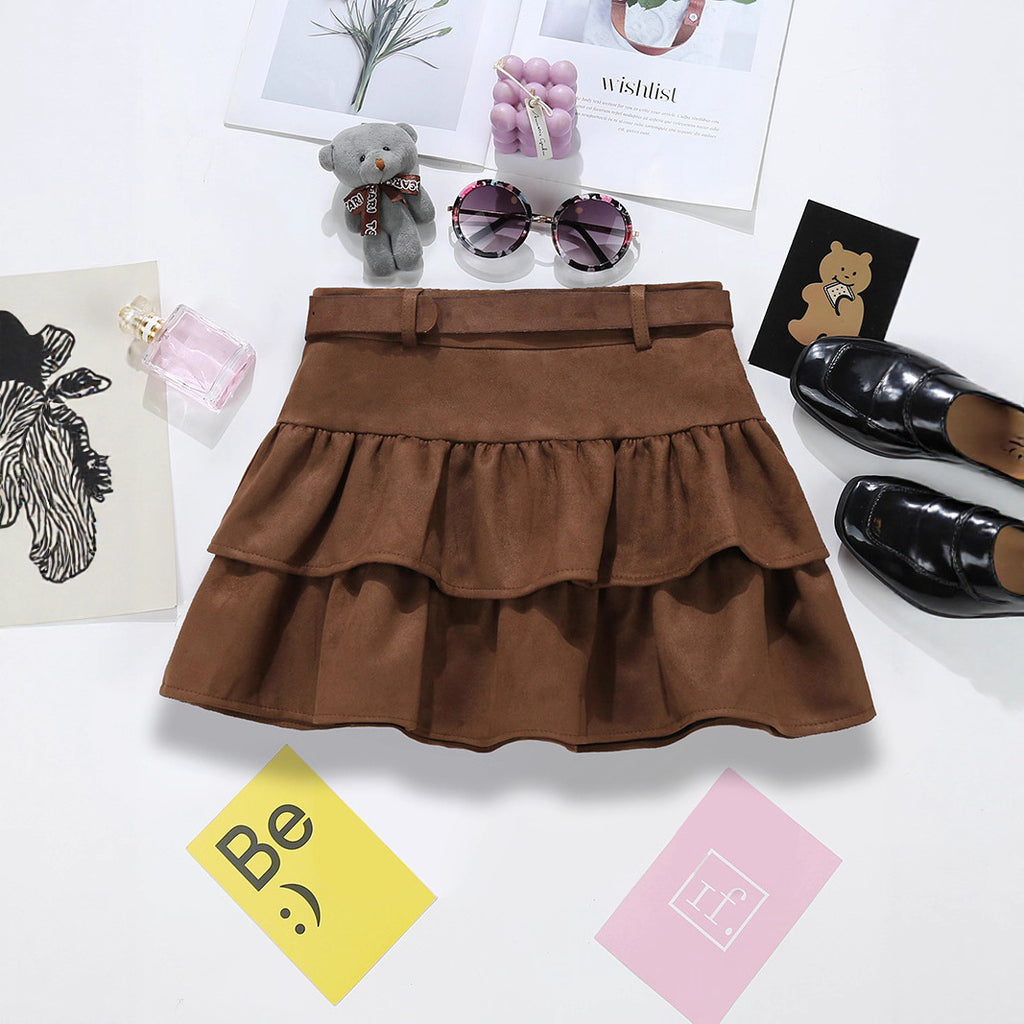 Brown Suede Cake Skirt photo 3