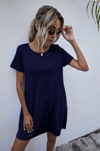 Round Neck Short Sleeve Mini Dress (11)