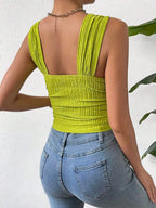 Textured Square Neck Wide Strap Tank (2)